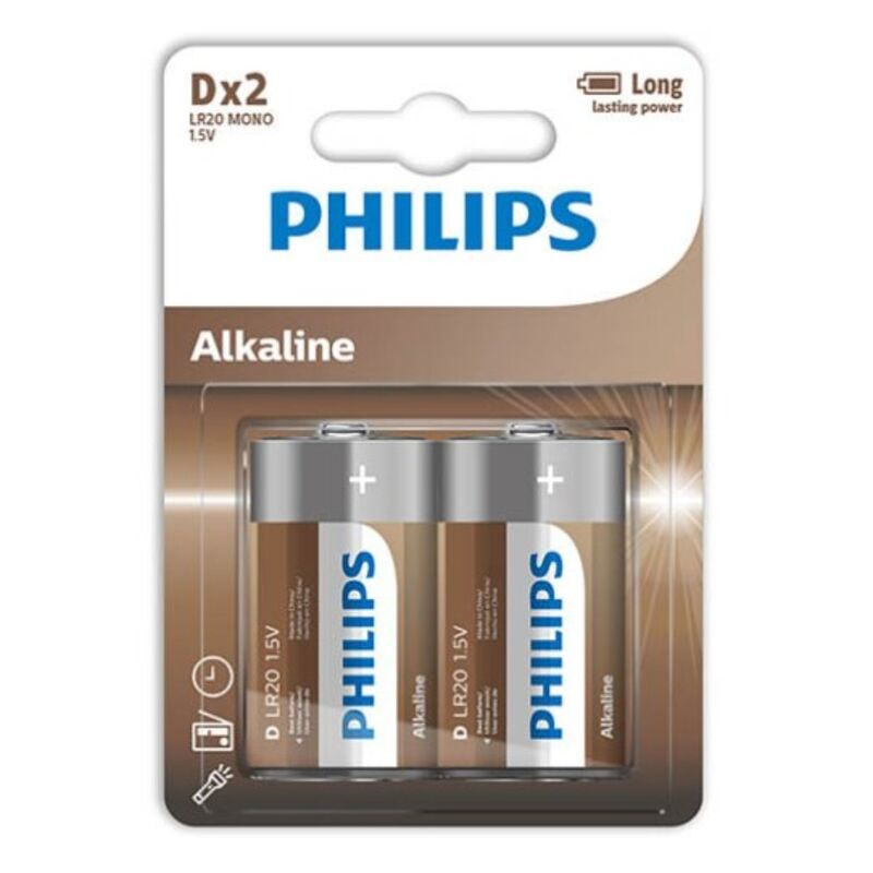 D alkalna baterija LR20, pouzdana energija i dug rok skladištenja PHILIPS