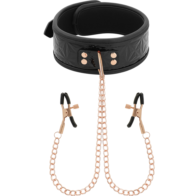 BEGME Black Edition BDSM ogrlica s kopčama za bradavice