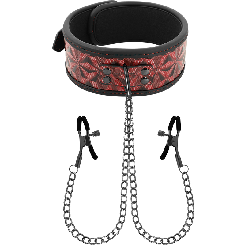 BEGME Red Edition BDSM ogrlica sa stezaljkama za bradavice