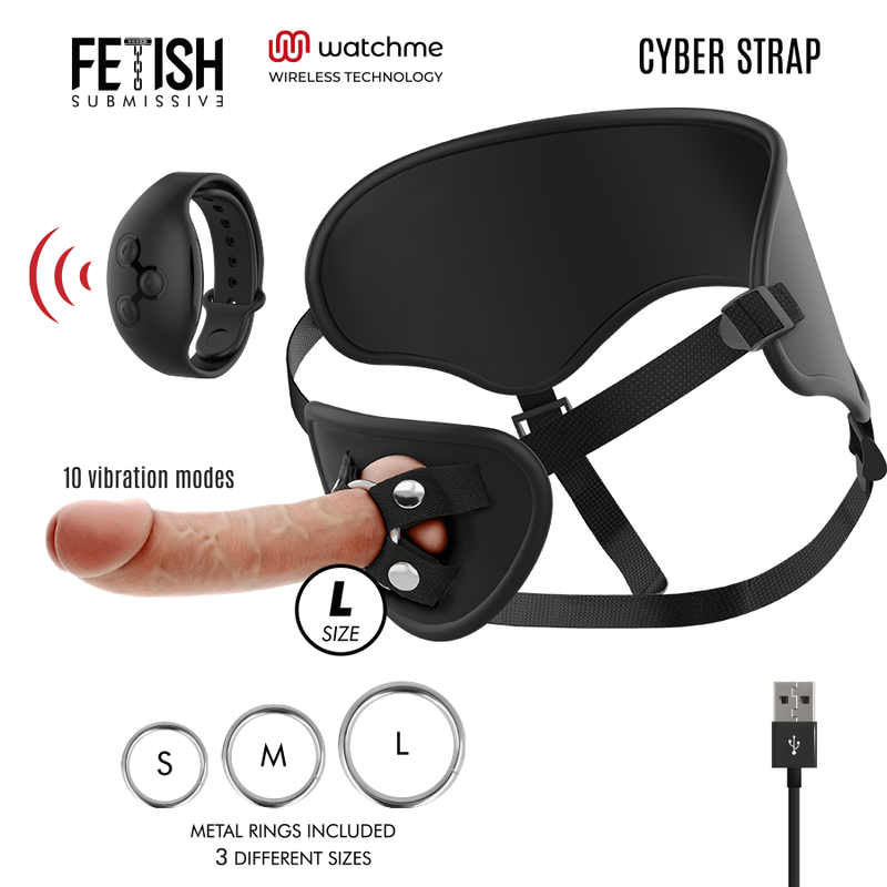 Fetish Submissive Cyber Strap strapon komplet s WATCHME satom