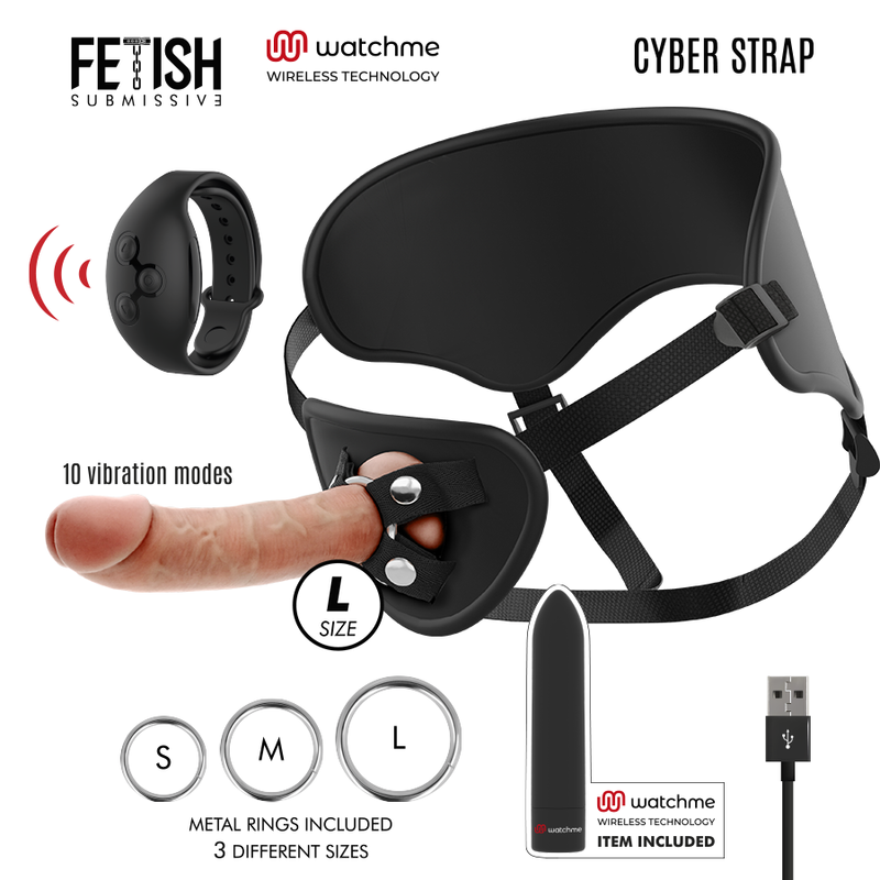 FETISH SUBMISSIVE Cyber Strap set s pojasom za strap on i bullet vibratorom