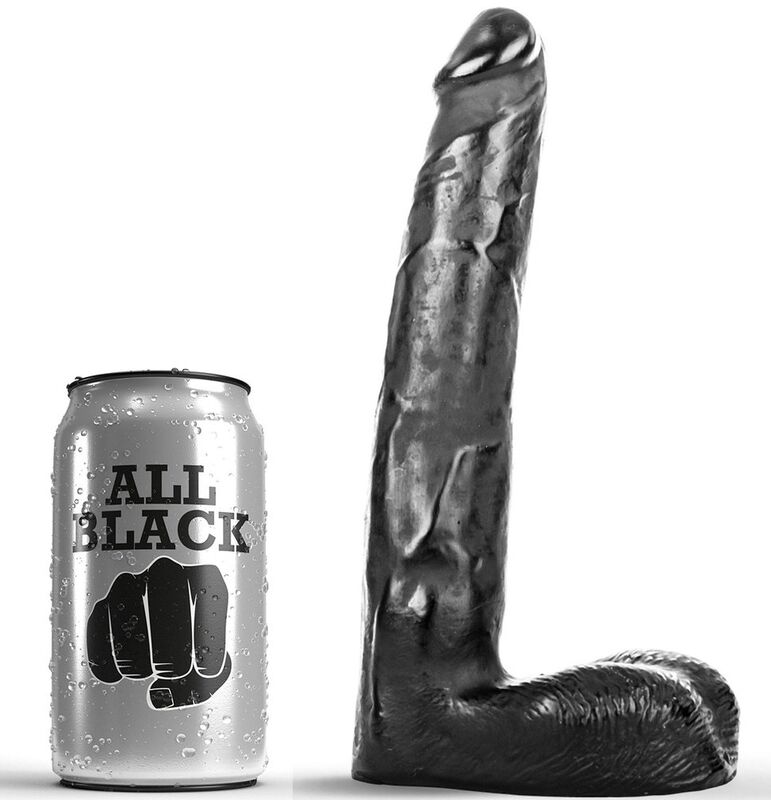 ALL BLACK realistični dildo s teksturom, 21 cm