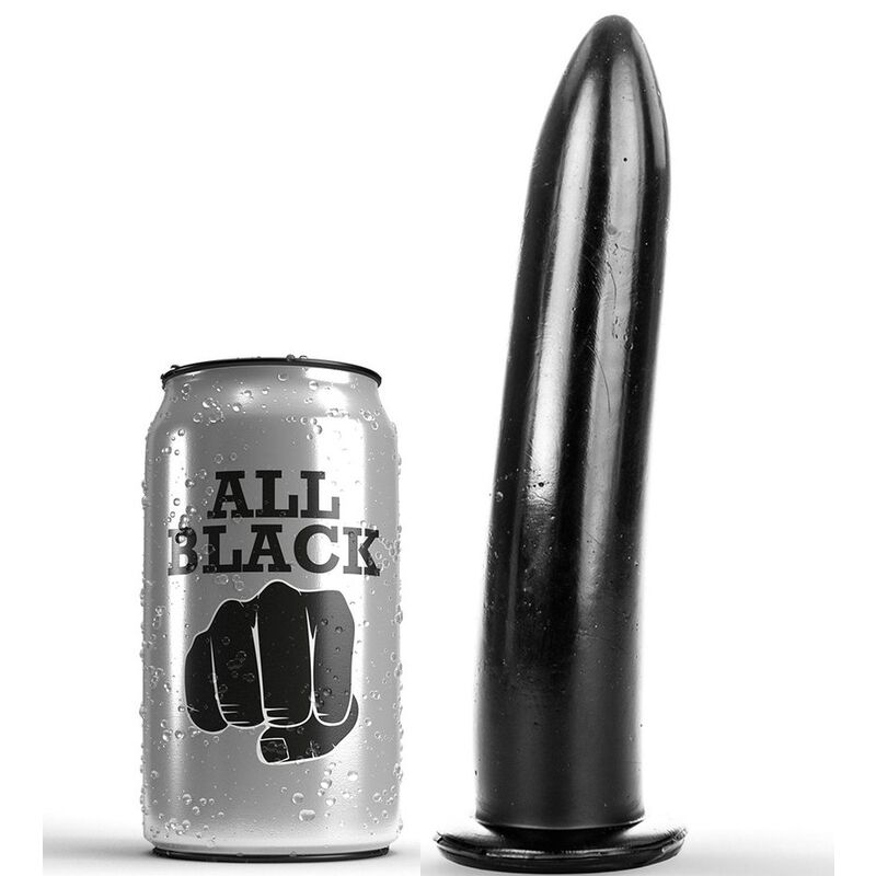 ALL BLACK glatki dildo sa šiljastim vrhom