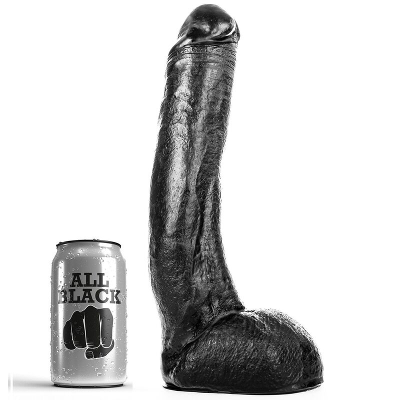 ALL BLACK zakrivljeni dildo, 29 cm