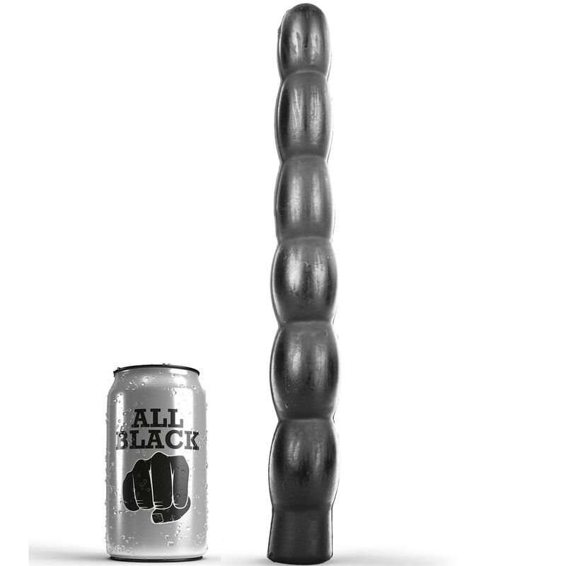 ALL BLACK rebrasti analni dildo, 32 cm