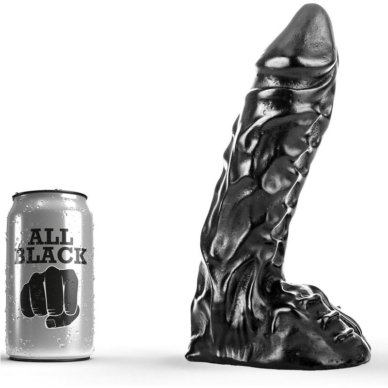 ALL BLACK dildo 23 cm s izraženim detaljima