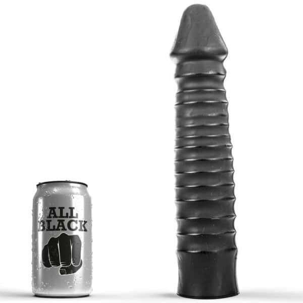 ALL BLACK rebrasti dildo, 26 cm