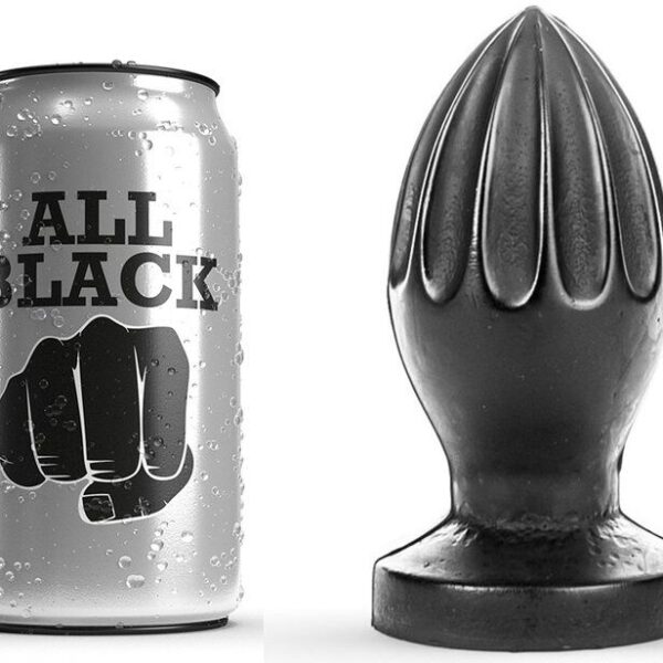 ALL BLACK analni čep s dubokim utorima, 12 cm