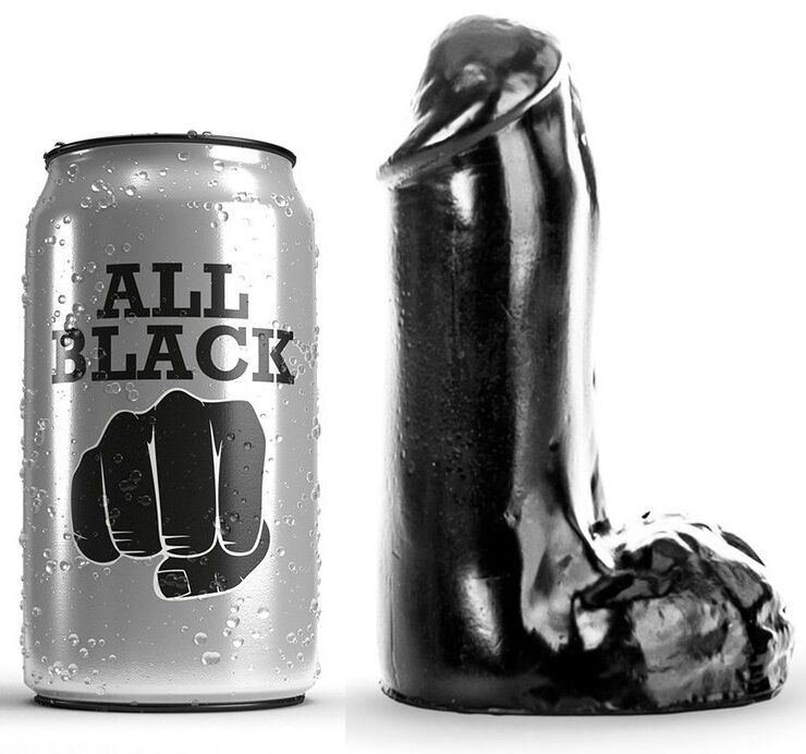 ALL BLACK realistični dildo, 13 cm