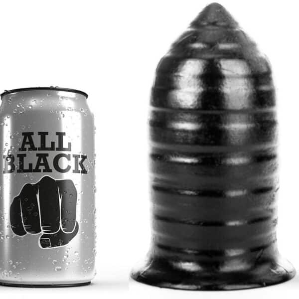 ALL BLACK analni čep s rebrastom površinom, 16 cm