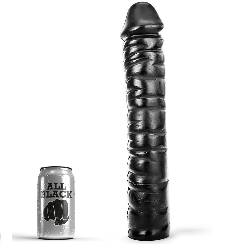 ALL BLACK dildo s rebrastom teksturom, 38 cm