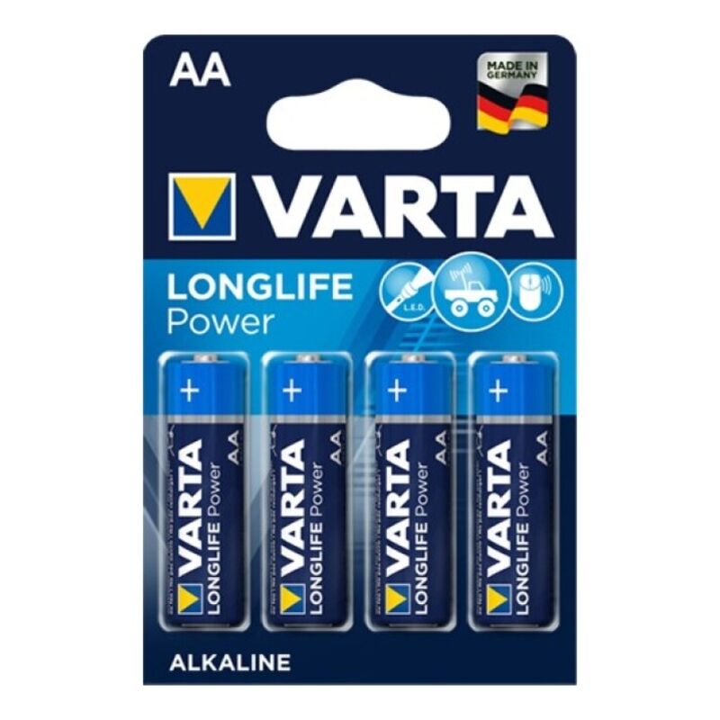 Alkalne baterije AA LR6 1,5 V, pakiranje od 4 komada, dugotrajne za svakodnevne uređaje Varta