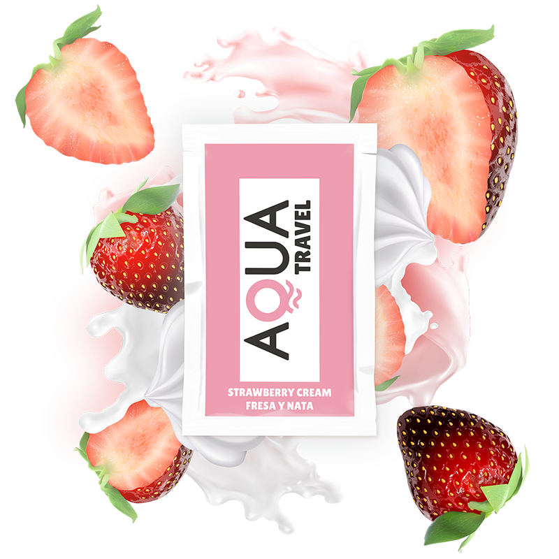 AQUA TRAVEL lubrikant s okusom jagode i vrhnja, 6 ml