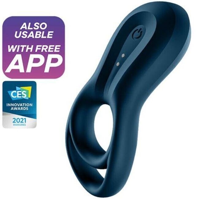 Satisfyer Epic Duo vibrirajući prsten za penis s aplikacijom, plavi