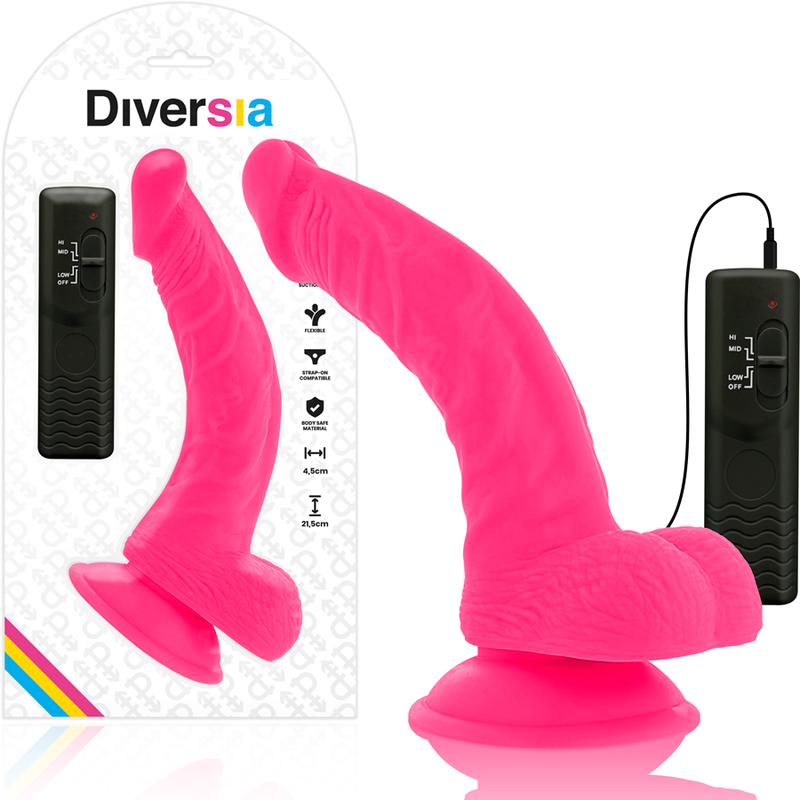 DIVERSIA fleksibilni vibrator s daljinskim upravljačem, ružičasti, 21,5 cm