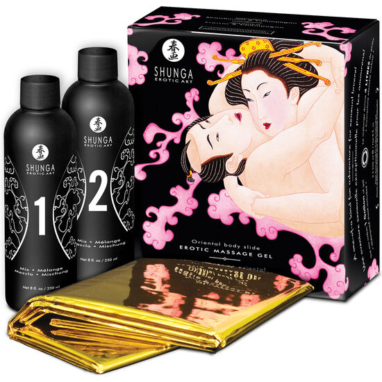 Shunga poklon set za masažu s aromom jagode i šampanjca