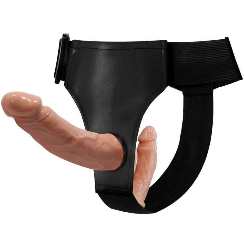 BAILE strap on set s dva rebrasta dilda i podesivim pojasom