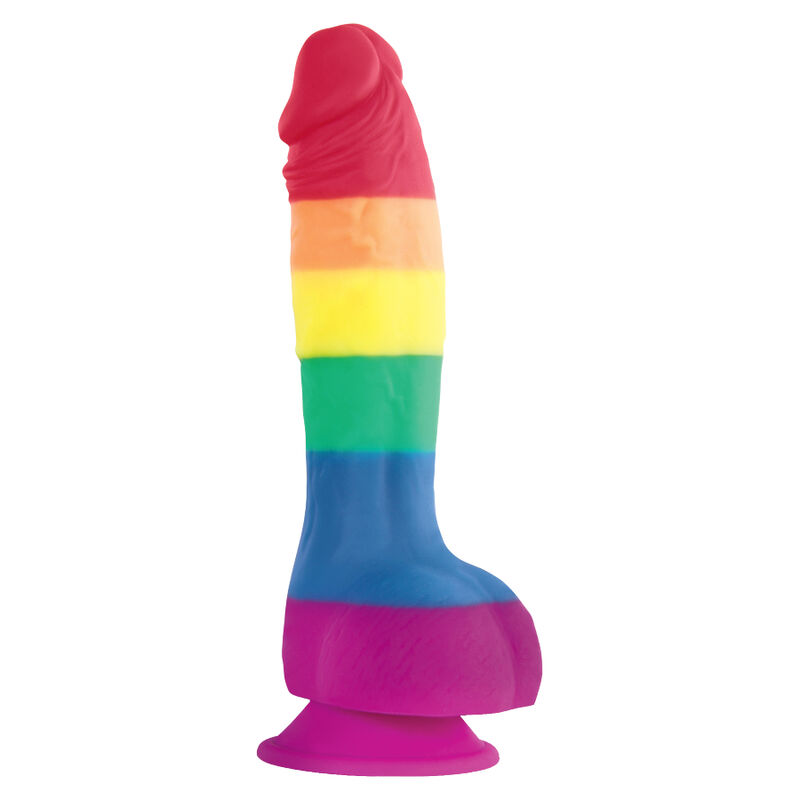 PRIDE dugino obojeni dildo s vakuumskom čašicom, 15 cm