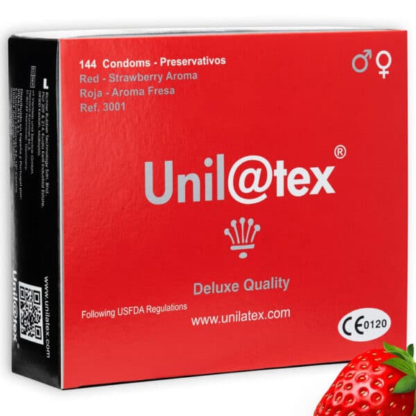 Unilatex kondomi s okusom jagode, crveni, 144 komada