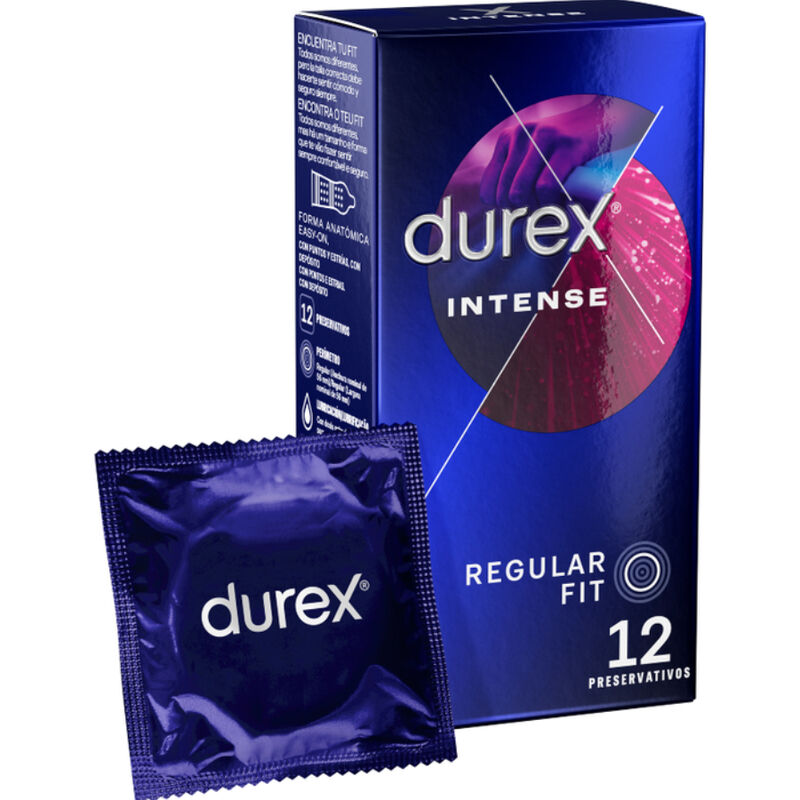 Durex Intense Orgasmic rebrasti kondomi s točkicama, 12 komada