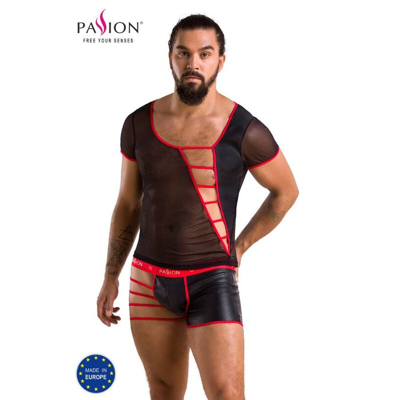 PASSION MEN 055 set muškog erotskog donjeg rublja, crni, L/XL