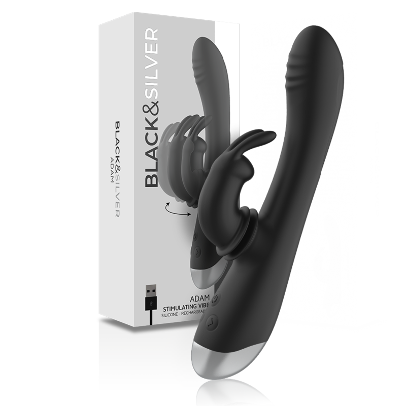 Rabbit vibrator s dvostrukom stimulacijom i 10 programa, crni BLACKSILVER