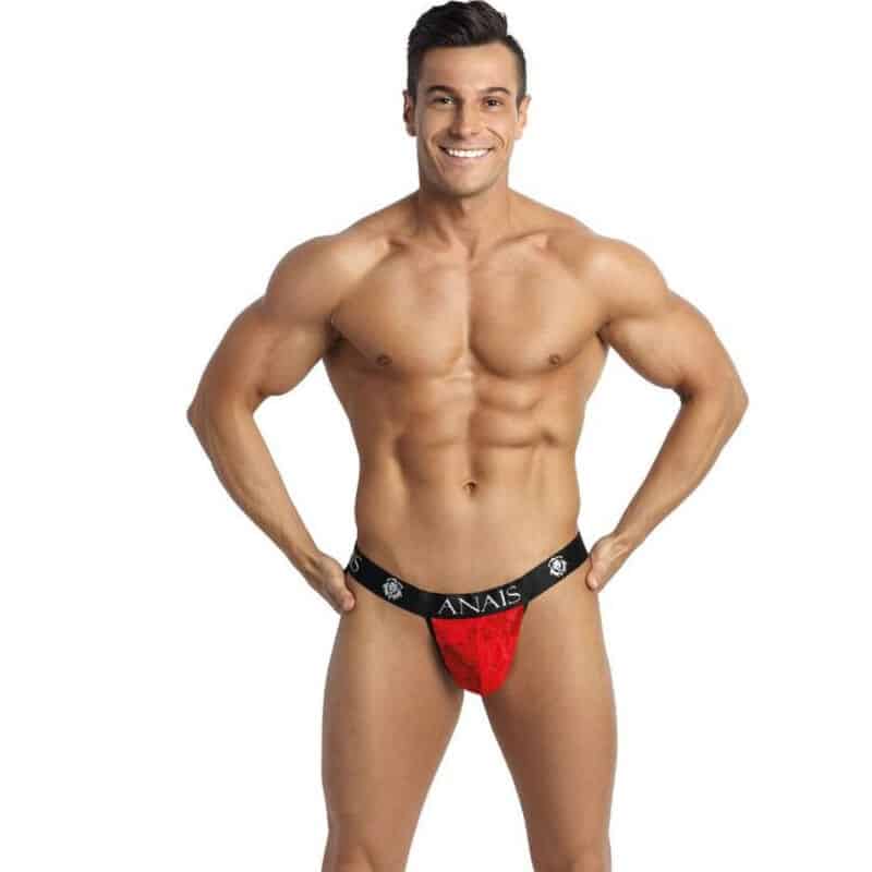 Crveni čipkasti jockstrap elastičnog kroja s odvažnim izrezom ANAIS