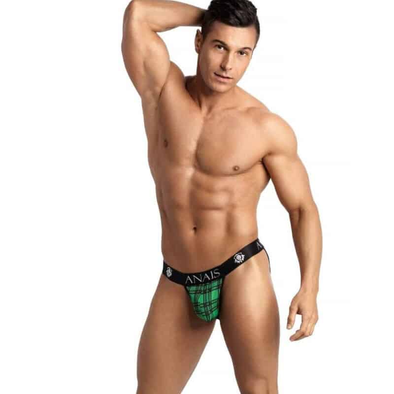 Seksepilne muške jockstrap gaćice od likre sa širokim udobnim pojasom, zelene i crne ANAIS