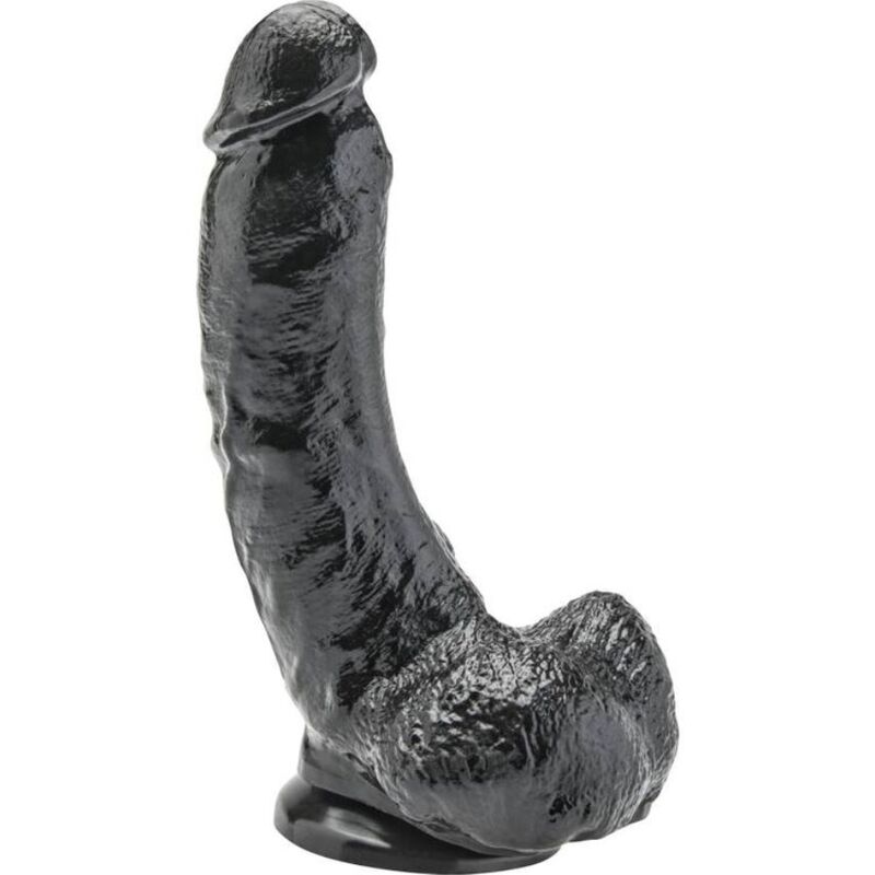 GET REAL dildo s testisima, 20,5 cm, crni