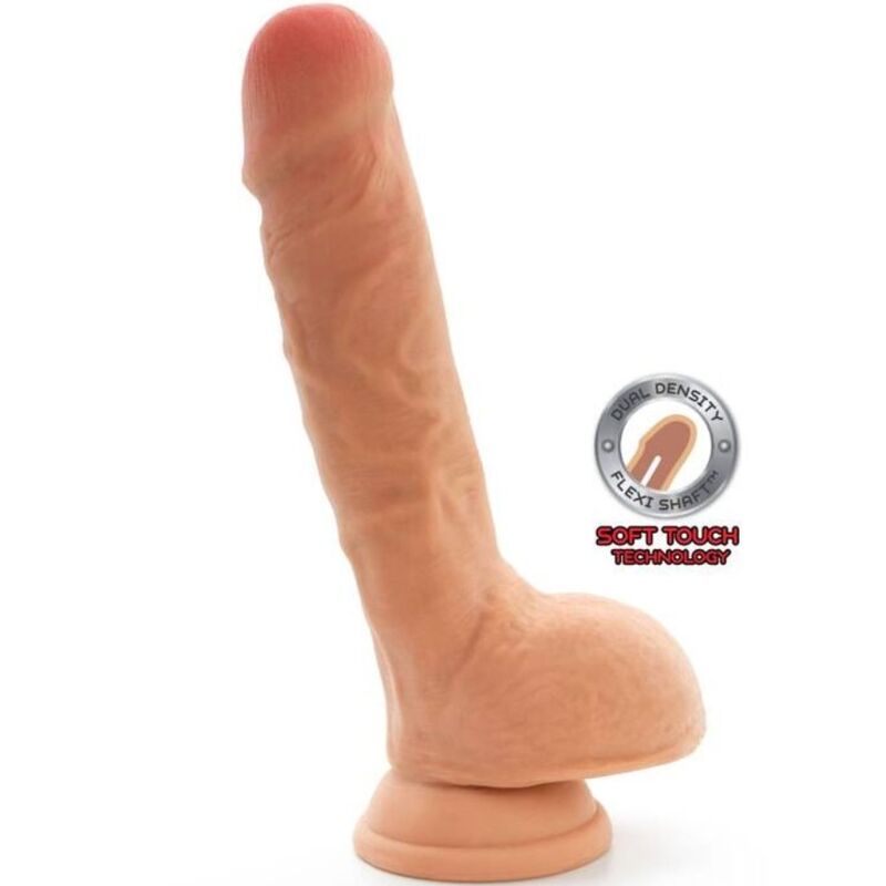 GET REAL dildo dvostruke gustoće s testisima, 18 cm