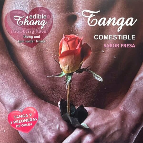 HOTFLOWERS jestive muške tanga gaćice s dvije naljepnice za bradavice, okus jagode