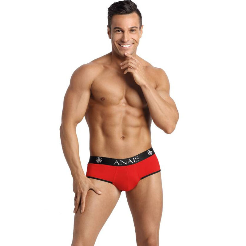 Muški jockstrap s otvorenom stražnjicom od mekane mikrofibre, crveno crni ANAIS