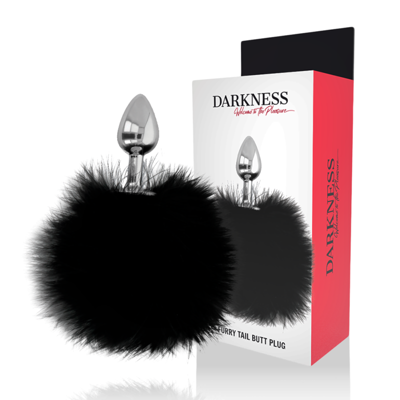 DARKNESS analni čep s repom, crni, 7 cm