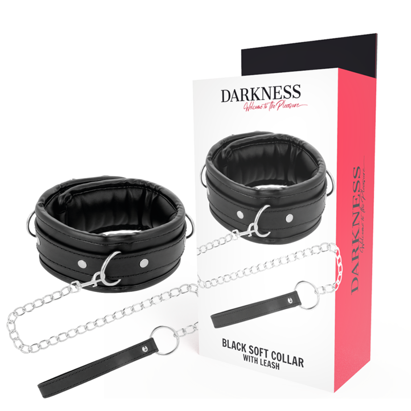 DARKNESS BDSM kožni ovratnik s lančanim povodcem