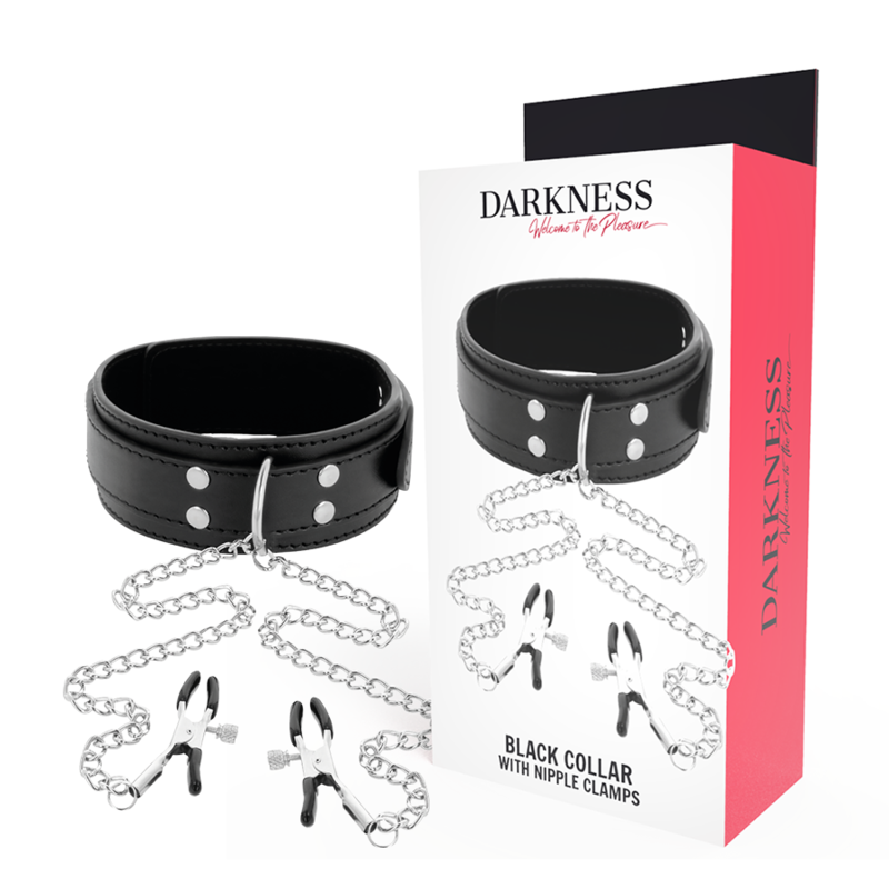 DARKNESS BDSM ogrlica sa štipaljkama za bradavice, crna