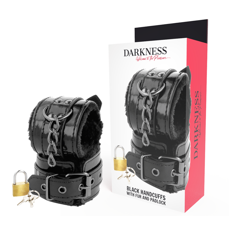 DARKNESS crne podesive lisice s lokotom