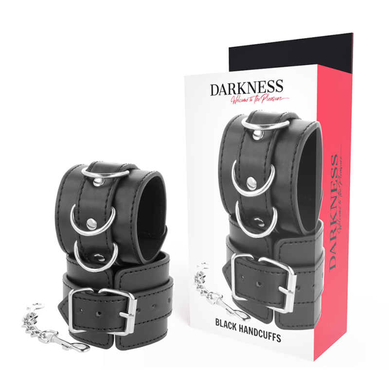 DARKNESS crne lisice za zapešća od PVC kože