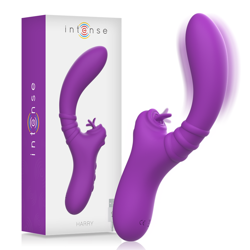 INTENSE Harry vibrator u obliku zeca s ljubičastim nastavkom u obliku jezika