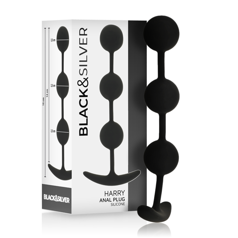 Analni lanac s 3 silikonske kuglice za nježan analni trening BLACKSILVER