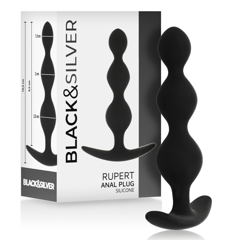 Silikonski analni lančić s 5 kuglica za nježan analni trening BLACKSILVER