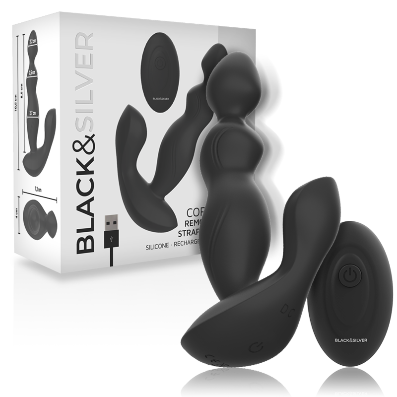 Vibrirajući analni čep od silikona s daljinskim upravljačem za intenzivan užitak BLACKSILVER