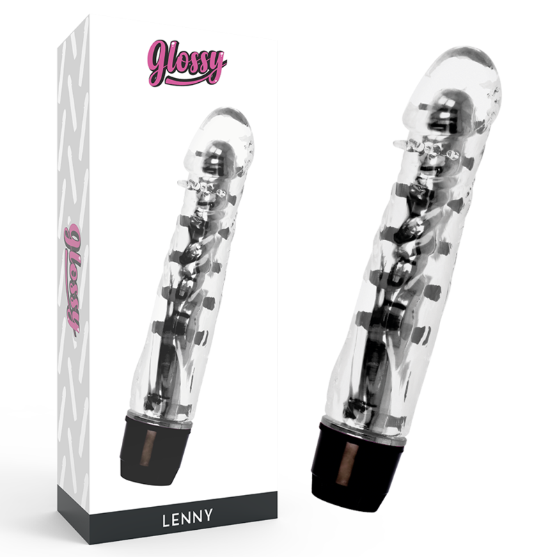 GLOSSY Lenny vibrator, crni, 14 cm