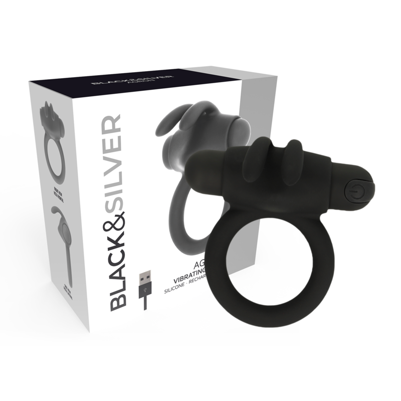 Vibrirajući prsten za penis za dulju erekciju i stimulaciju klitorisa, 36 mm BLACKSILVER
