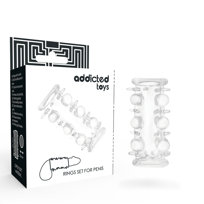 Prozirna navlaka za penis ADDICTED TOYS s teksturiranim prstenom