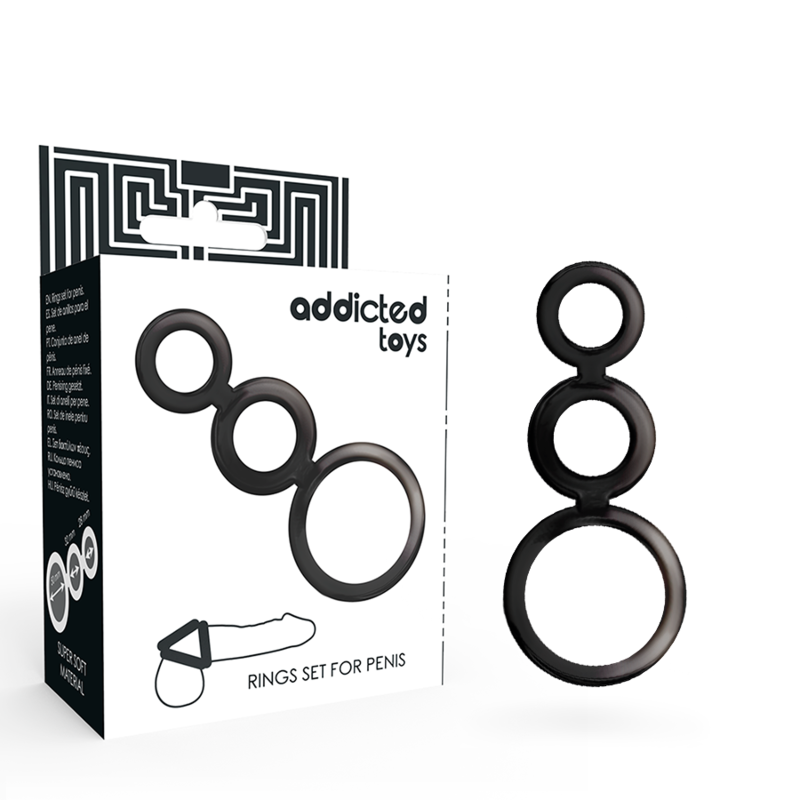 ADDICTED TOYS prsten za penis bez vibracija, set od 3 komada, dimno sive boje
