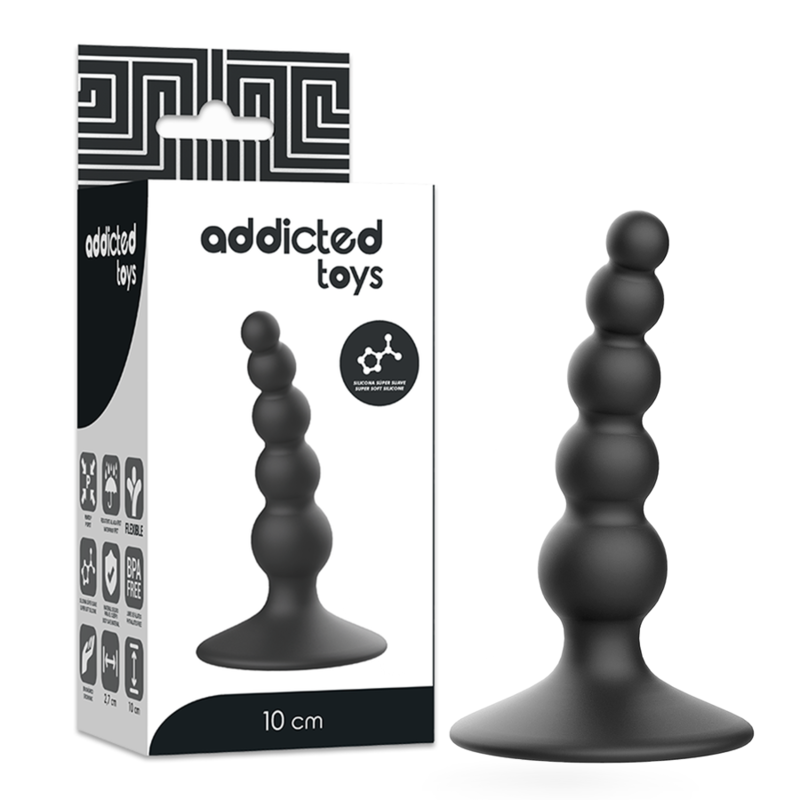 ADDICTED TOYS silikonski analni čep, 10 cm, crni