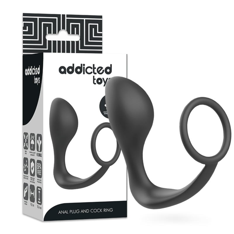 ADDICTED TOYS analni čep s crnim silikonskim prstenom