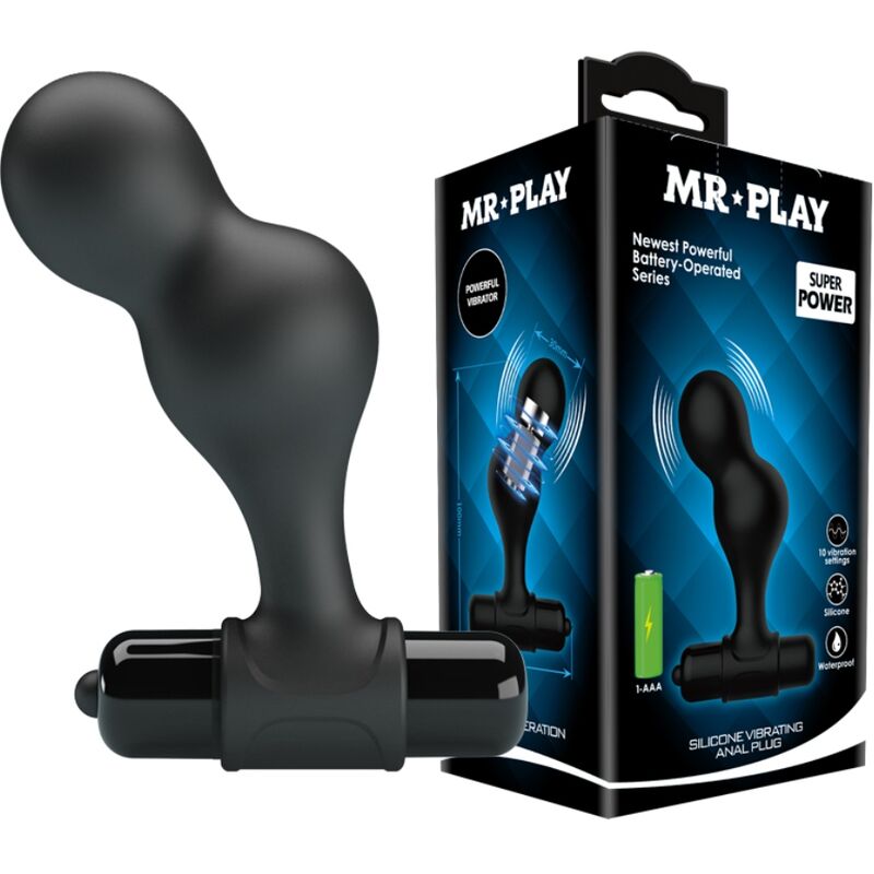 MR PLAY vibrirajući analni čep s plavim bullet vibratorom
