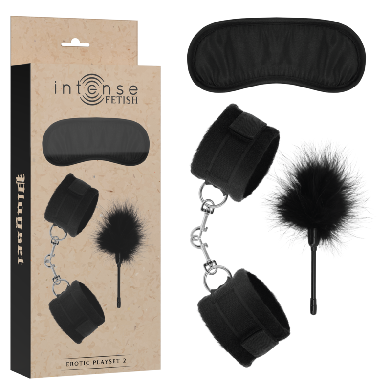 INTENSE FETISH set za vezivanje ruku s povezom za oči i priborom za škakljanje