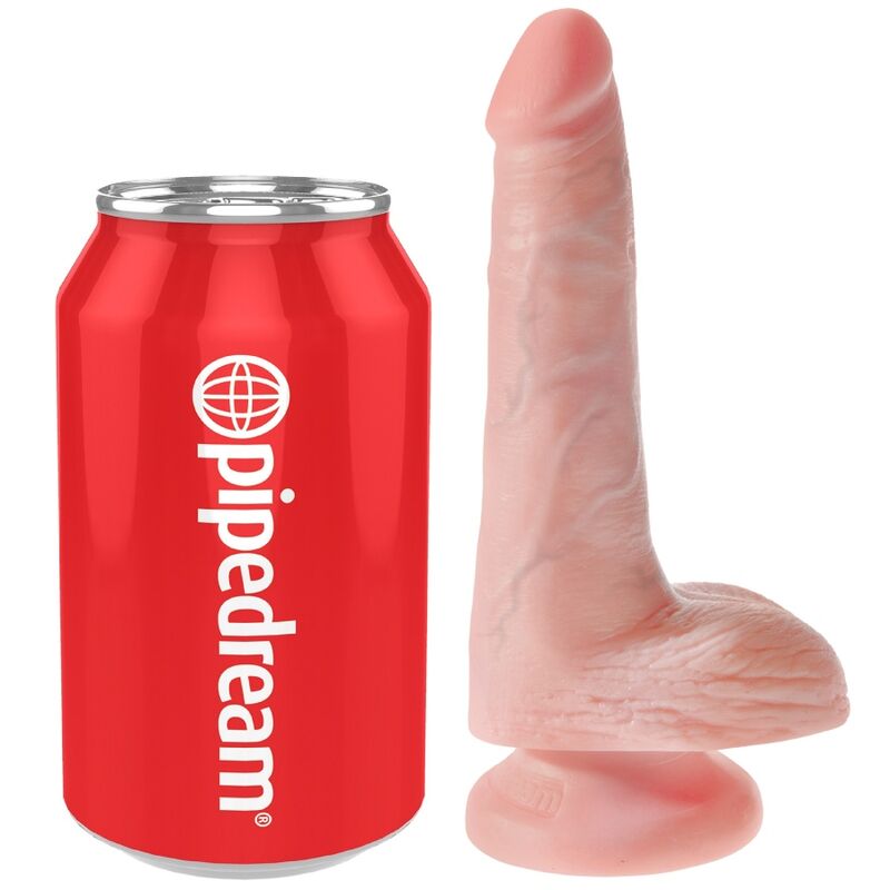 KING COCK realistični dildo za strap on s testisima, 13,5 cm